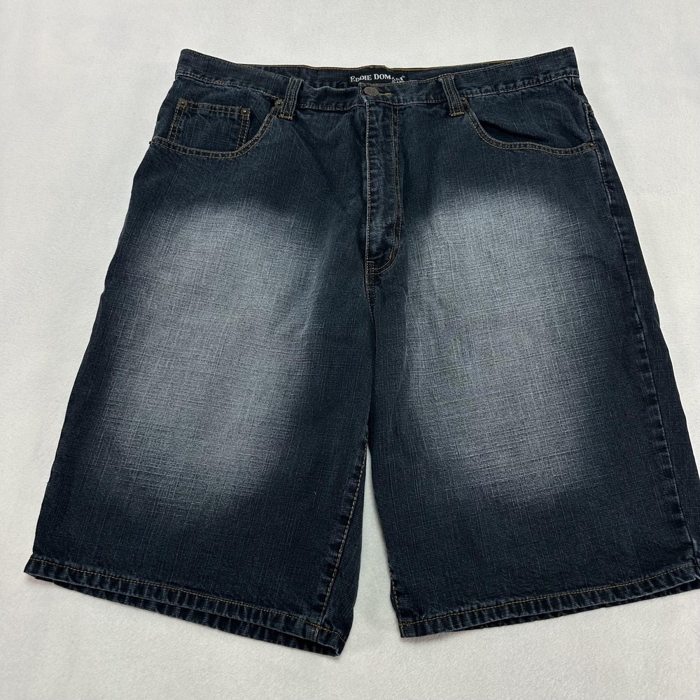 Eddie Domani Shorts Men's 38 Black Denim Distressed Jean Zip‎ Pocket Relaxed Fit